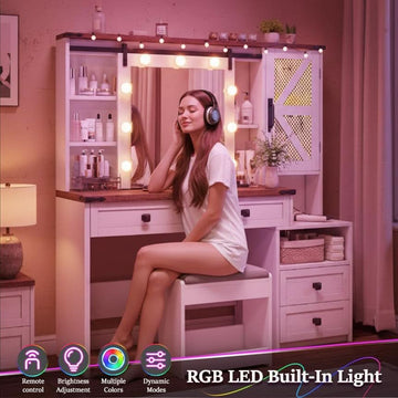 Celestial White Makeup Vanity Desk With Illumination