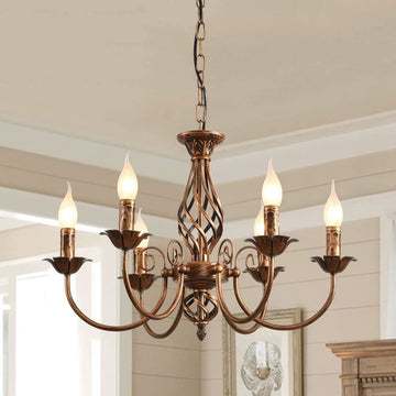 Bronze Rustic Farmhouse Chandelier Six Light Pendant – Chandliers