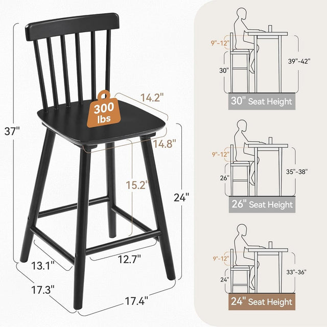 Classic Wooden Bar Stools Set of Four for Kitchen – Barstools