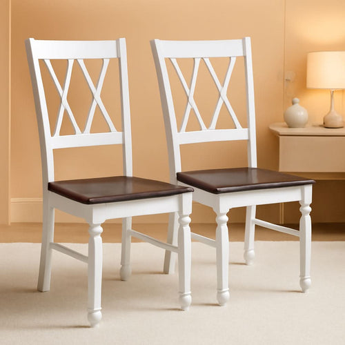 Shelby Distressed White X Back Dining Chairs Set Of 2