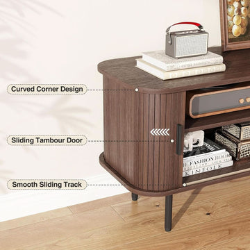 Walnut 55 Inch TV Stand Modern Console Entertainment