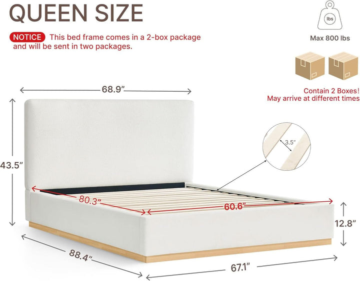 Queen Size Luxurious Upholstered Platform Bed Frame