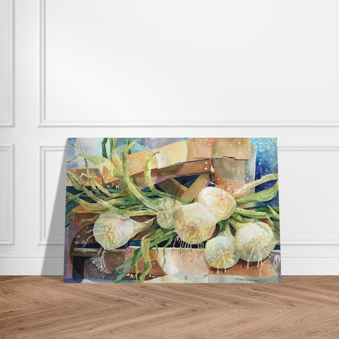 'Onions' Still Life Watercolor I 12x18 Museum-Quality Matte Paper Poster | Original Artwork by American Artist Barbara Cleary