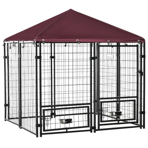 5' x 5' Outdoor Dog Kennel with Waterproof UV-Resistant Roof