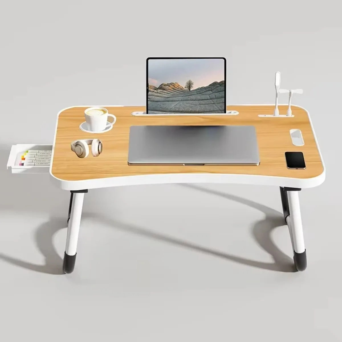 Foldable Laptop Gaming Desk – Portable Table with USB Fan