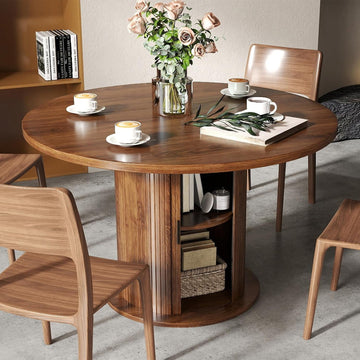 Modern Farmhouse Dining Table 47-Inch Storage Chocolate