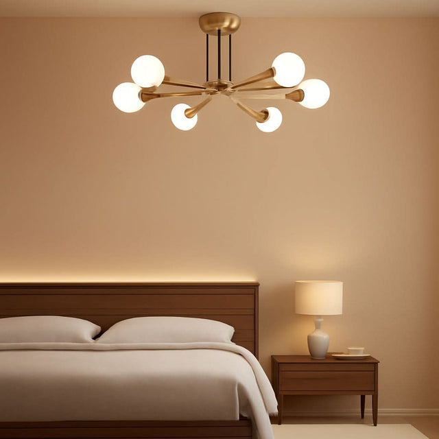 Gold 6-Light Sputnik Chandelier With LED Bulbs Included