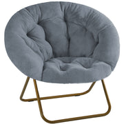 Faux Fur Folding Saucer Chair for Bedroom & Living Room