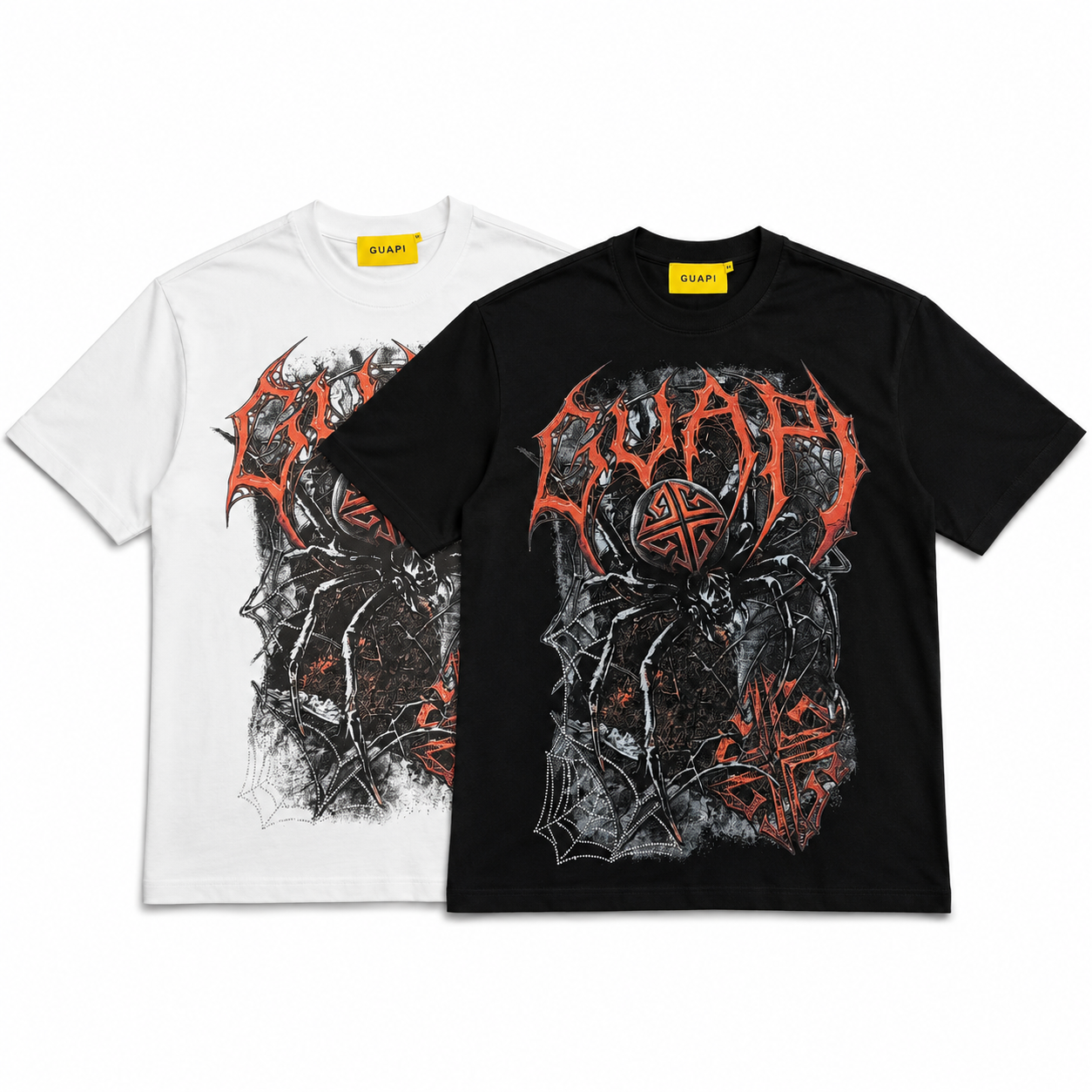 GUAPI black and white graphic T-shirts professional studio group view