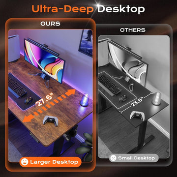 Large Electric Standing Desk Adjustable Height with Hooks