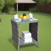Outdoor Rattan Coffee Table with Tempered Glass Top