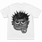 Spiky devil tongue graphic white T-shirt professional front view