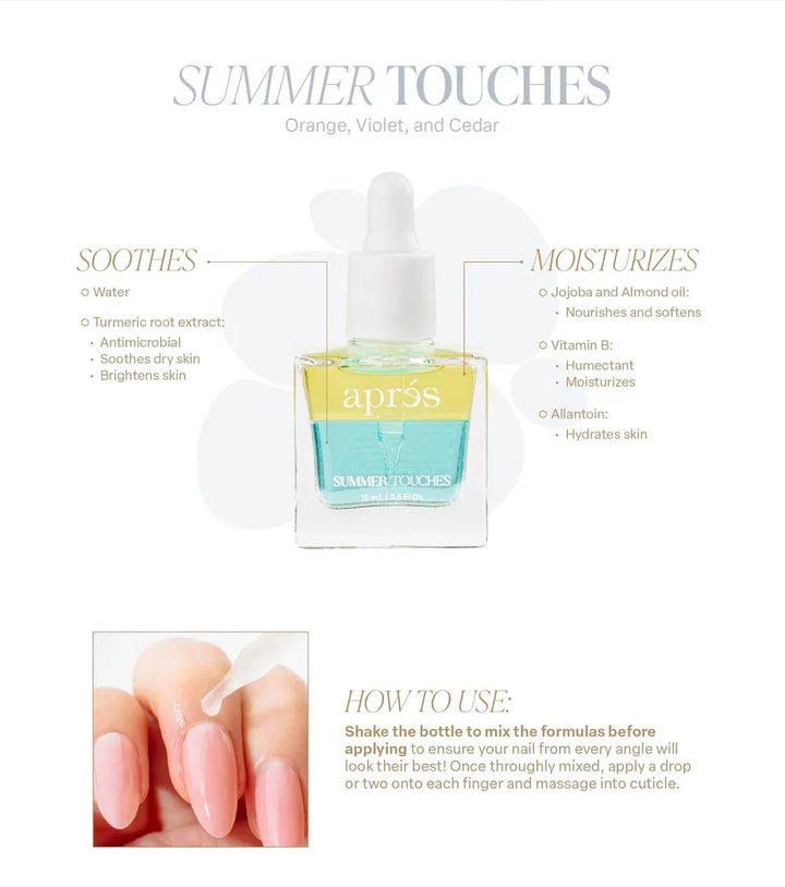 Apres Cuticle Oil Serum Summer Touches Blue/Green, 15ml