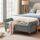 Velvet Rectangular Storage Ottoman – Gray