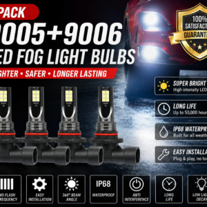 9005 9006 LED Headlights Kit Combo Bulbs 8000K High Low Beam Super White Bright