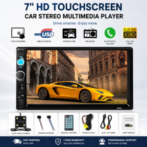 7" Double 2 DIN Car MP5 Player Bluetooth Touch Screen Stereo Radio with Camera