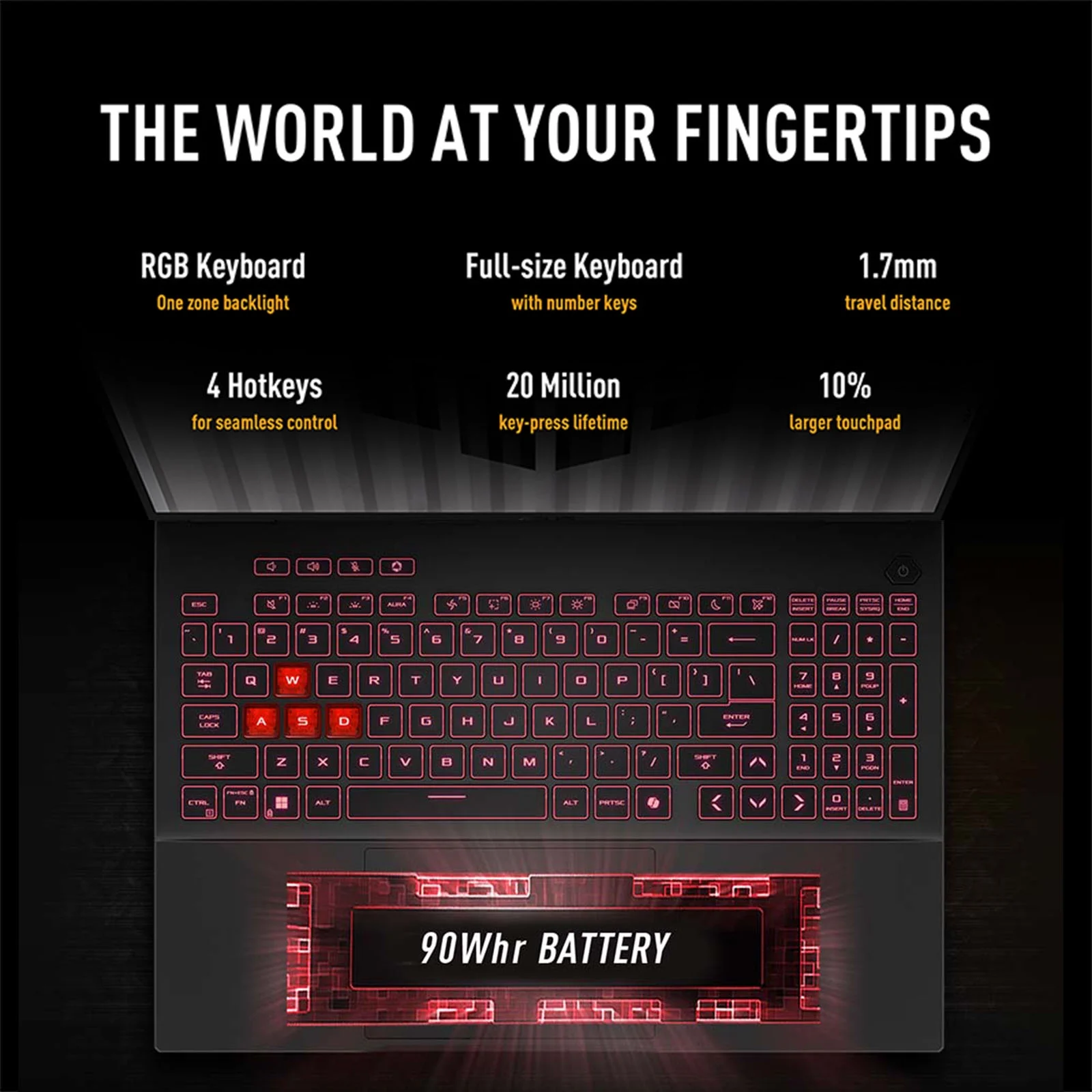 TUF Gaming Laptop A18 Inch - NVIDIA RTX 5060 - AMD Ryzen 7 260 - 18" WUXGA Display 144Hz - 32GB RAM - 1TB Pcie SSD -RGB Backlit Keyboard - Thunderbolt 4 - FHD Camera - Windows 11 - Image 4